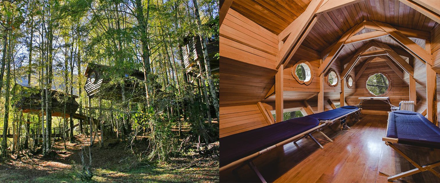 Cabañas por dentro y fuera en el bosque