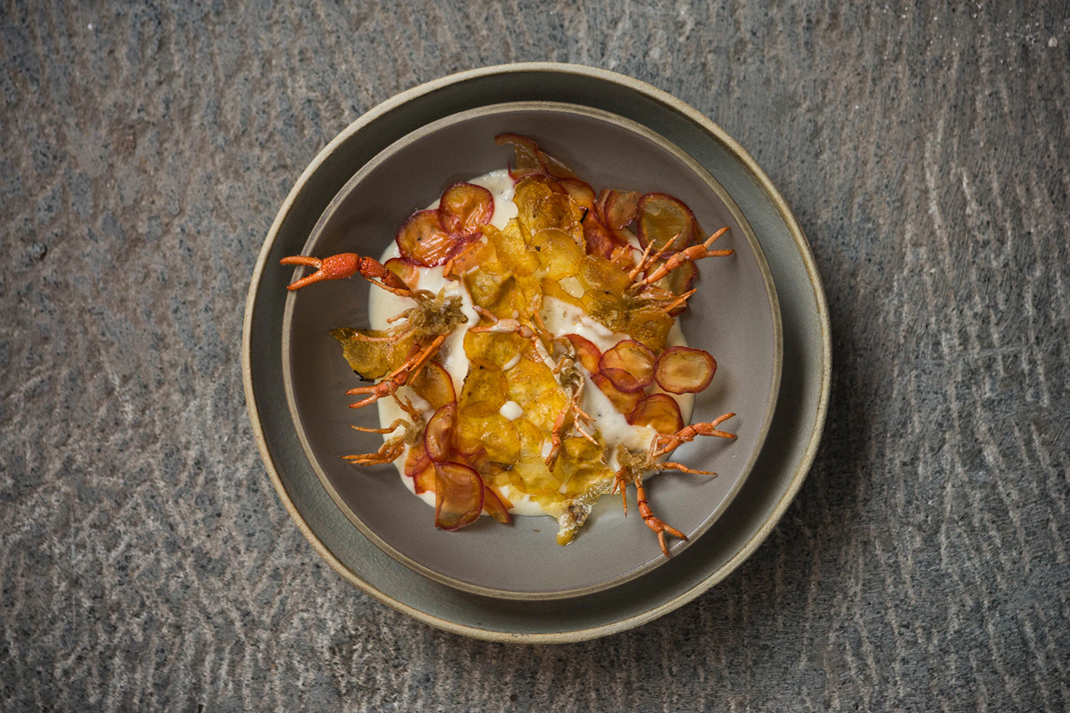 Plato de camarones gourmet