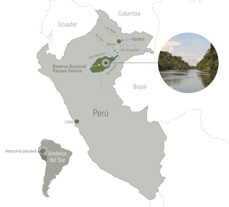 Ubicación de Pacaya Samiria en el mapa