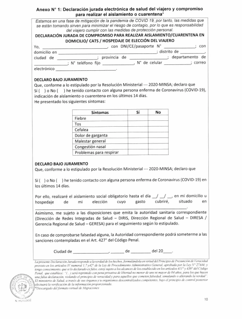 Documento declaracion jurada