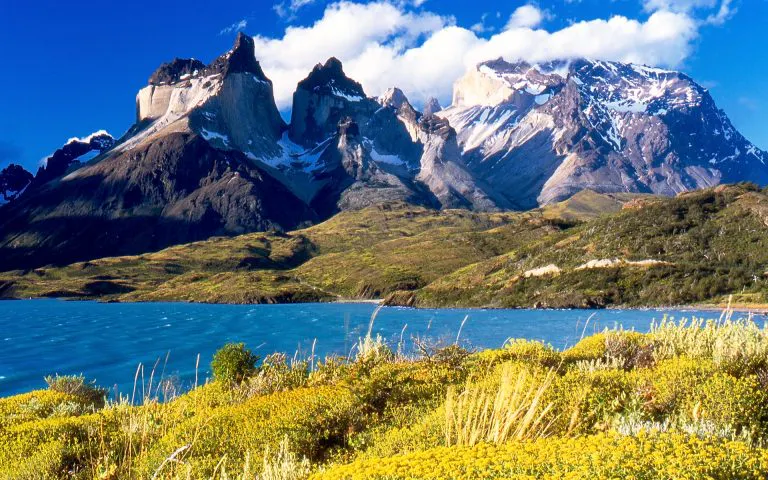 Cuernos del Paine from Lake Pehoé 768x480
